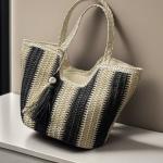 Large Capacity Woven Basket Bag for Women, 2025 New Model, Beach, Seaside Vacation, Shoulder Bag, Fashion Woven, Commuter Tote Bag