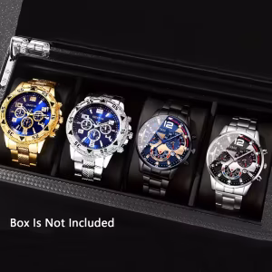 4pcs Stainless Steel Geneva Quartz Watch