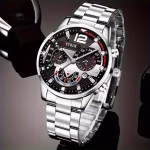 4pcs Stainless Steel Geneva Quartz Watch